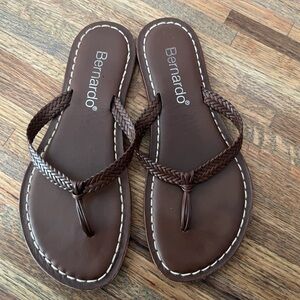 Bernardo Women's Rich Brown Braided Flip Flop Sandals Size 8